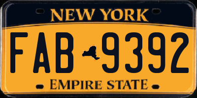 NY license plate FAB9392