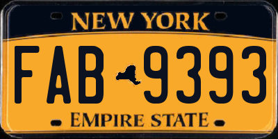 NY license plate FAB9393