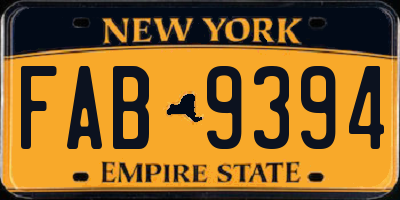 NY license plate FAB9394