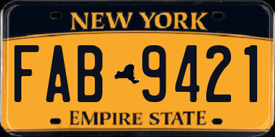 NY license plate FAB9421