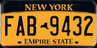 NY license plate FAB9432