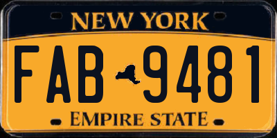NY license plate FAB9481