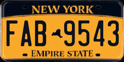 NY license plate FAB9543