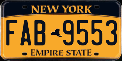 NY license plate FAB9553