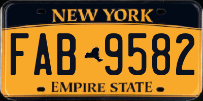 NY license plate FAB9582
