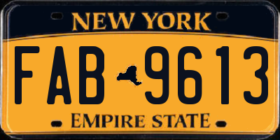 NY license plate FAB9613
