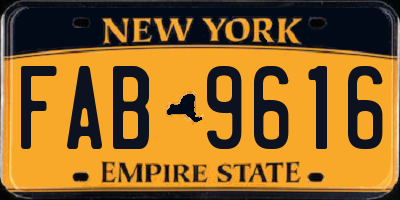 NY license plate FAB9616