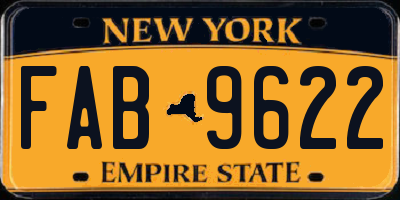 NY license plate FAB9622