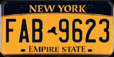 NY license plate FAB9623