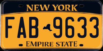 NY license plate FAB9633
