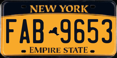 NY license plate FAB9653