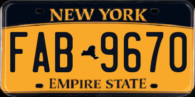 NY license plate FAB9670