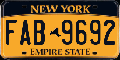 NY license plate FAB9692