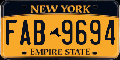 NY license plate FAB9694