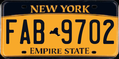 NY license plate FAB9702