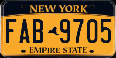 NY license plate FAB9705