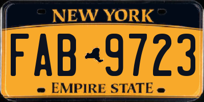 NY license plate FAB9723