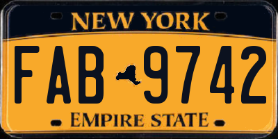 NY license plate FAB9742