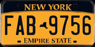 NY license plate FAB9756