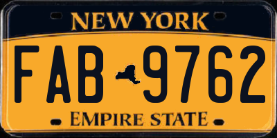 NY license plate FAB9762
