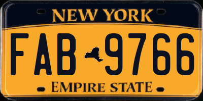 NY license plate FAB9766