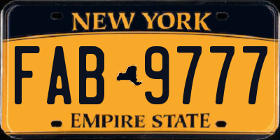 NY license plate FAB9777