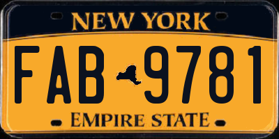 NY license plate FAB9781