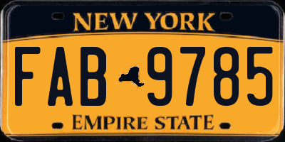 NY license plate FAB9785