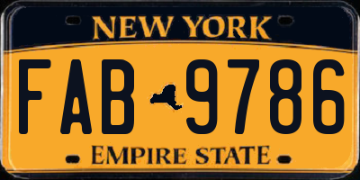 NY license plate FAB9786