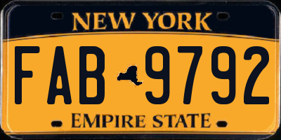 NY license plate FAB9792