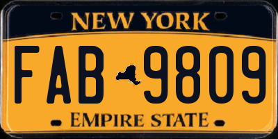 NY license plate FAB9809