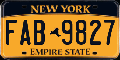 NY license plate FAB9827