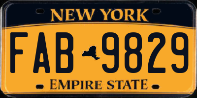 NY license plate FAB9829