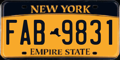 NY license plate FAB9831