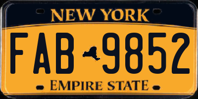 NY license plate FAB9852