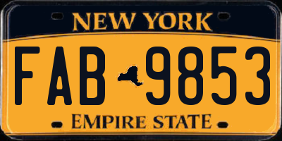 NY license plate FAB9853
