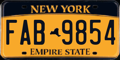 NY license plate FAB9854