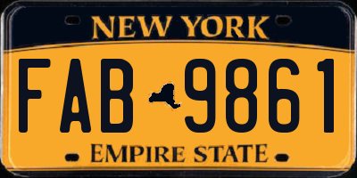 NY license plate FAB9861