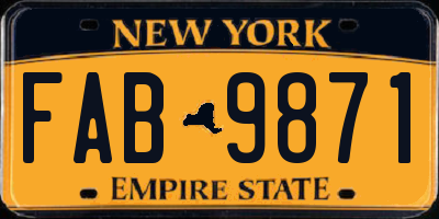 NY license plate FAB9871