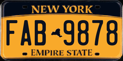 NY license plate FAB9878