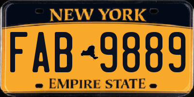 NY license plate FAB9889