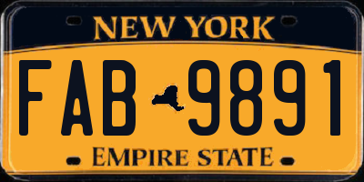 NY license plate FAB9891