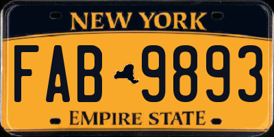 NY license plate FAB9893