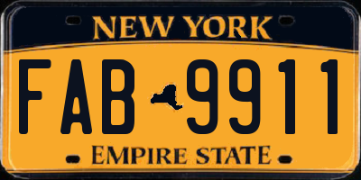 NY license plate FAB9911