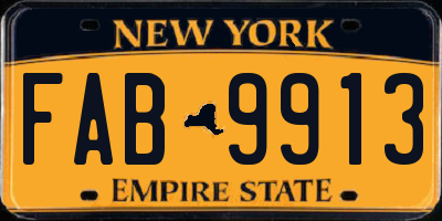 NY license plate FAB9913