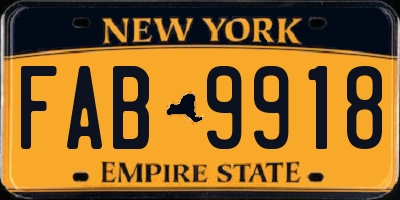 NY license plate FAB9918