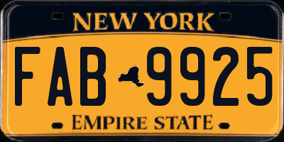 NY license plate FAB9925