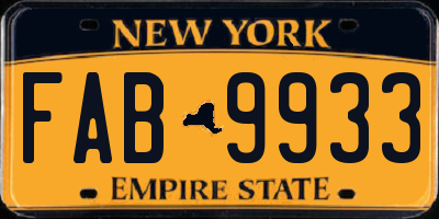 NY license plate FAB9933