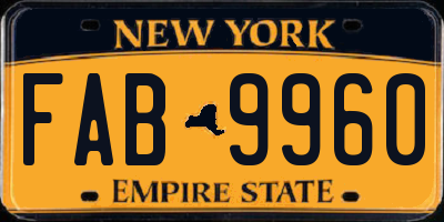 NY license plate FAB9960