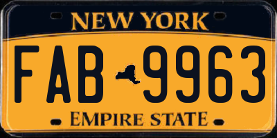 NY license plate FAB9963